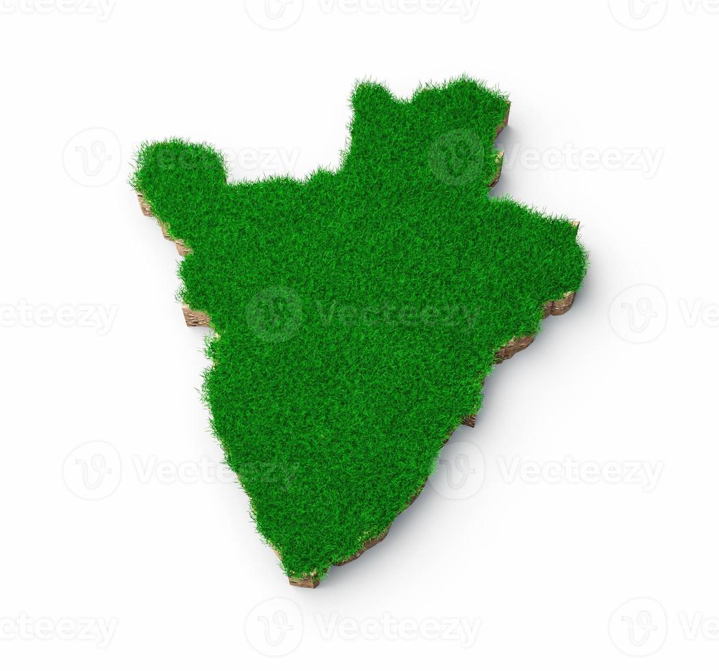 Burundi Map soil land geology cross section with green grass and Rock ground texture 3d illustration photo