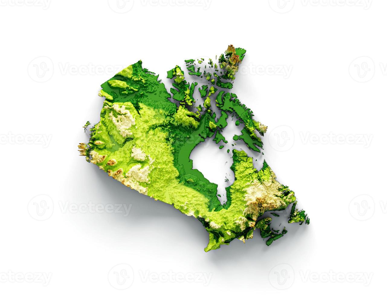 Canada Map Shaded relief Color Height map on white Background 3d illustration photo