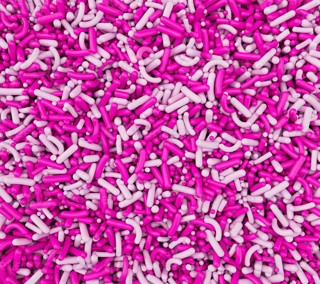 Sugar sprinkles Pink and white Sprinkles background 3d illustration photo