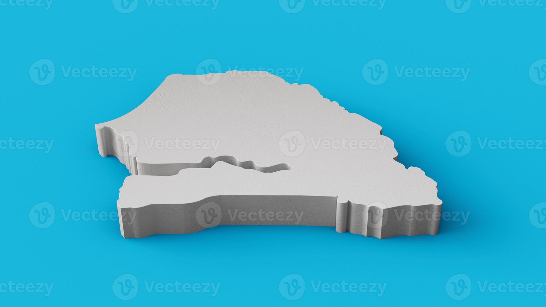 Senegal 3D map Geography Cartography and topology Sea Blue surface 3D illustration photo