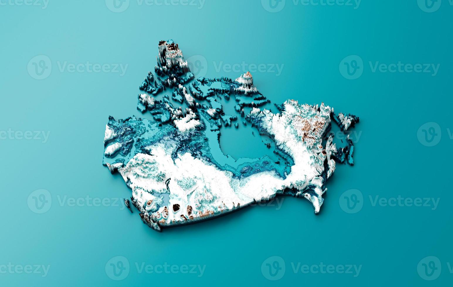 Topographic Canada Map Hypsometric Elevation tint Spectral Shaded relief map 3d illustration photo