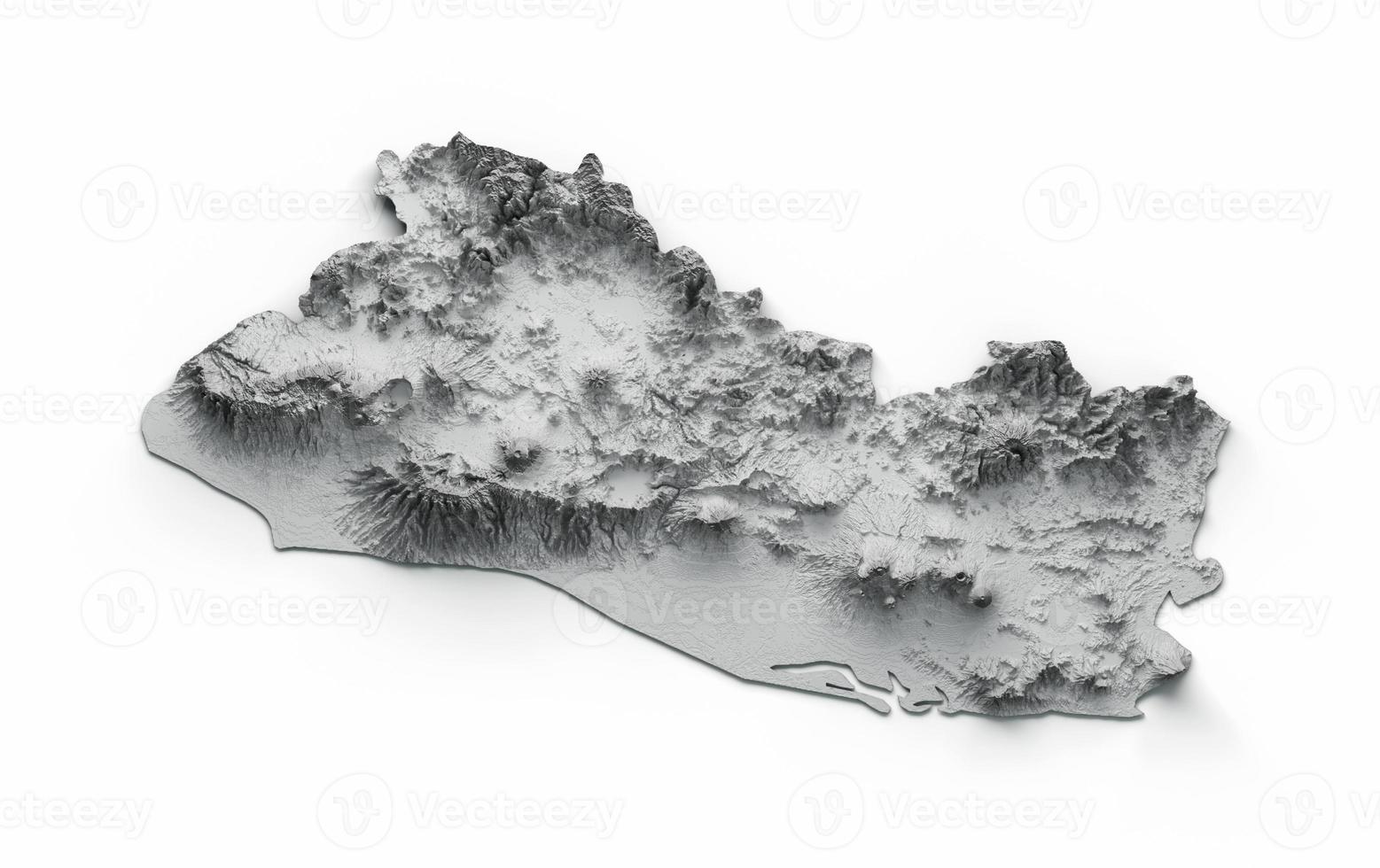 El Salvador Map Flag Shaded relief Color Height map on white Background 3d illustration photo