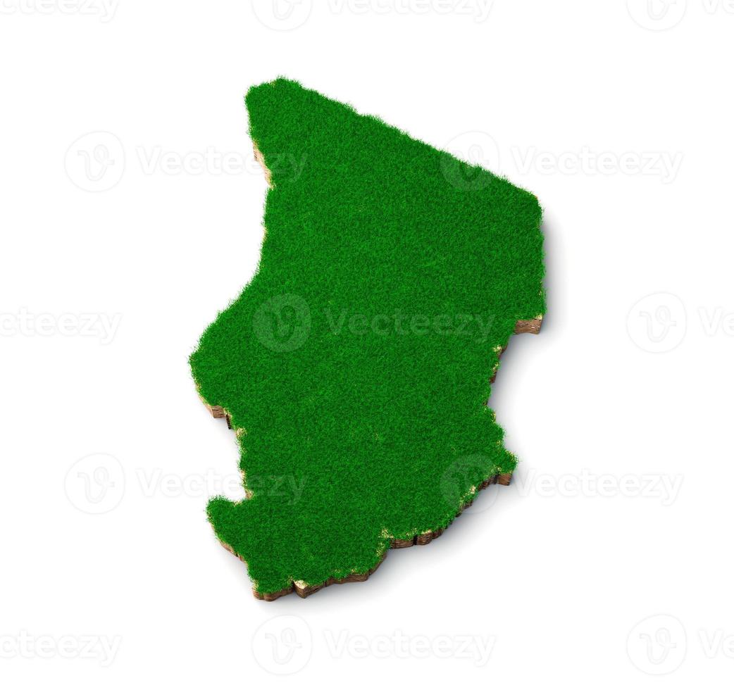Chad Map soil land geology cross section with green grass and Rock ground texture 3d illustration photo