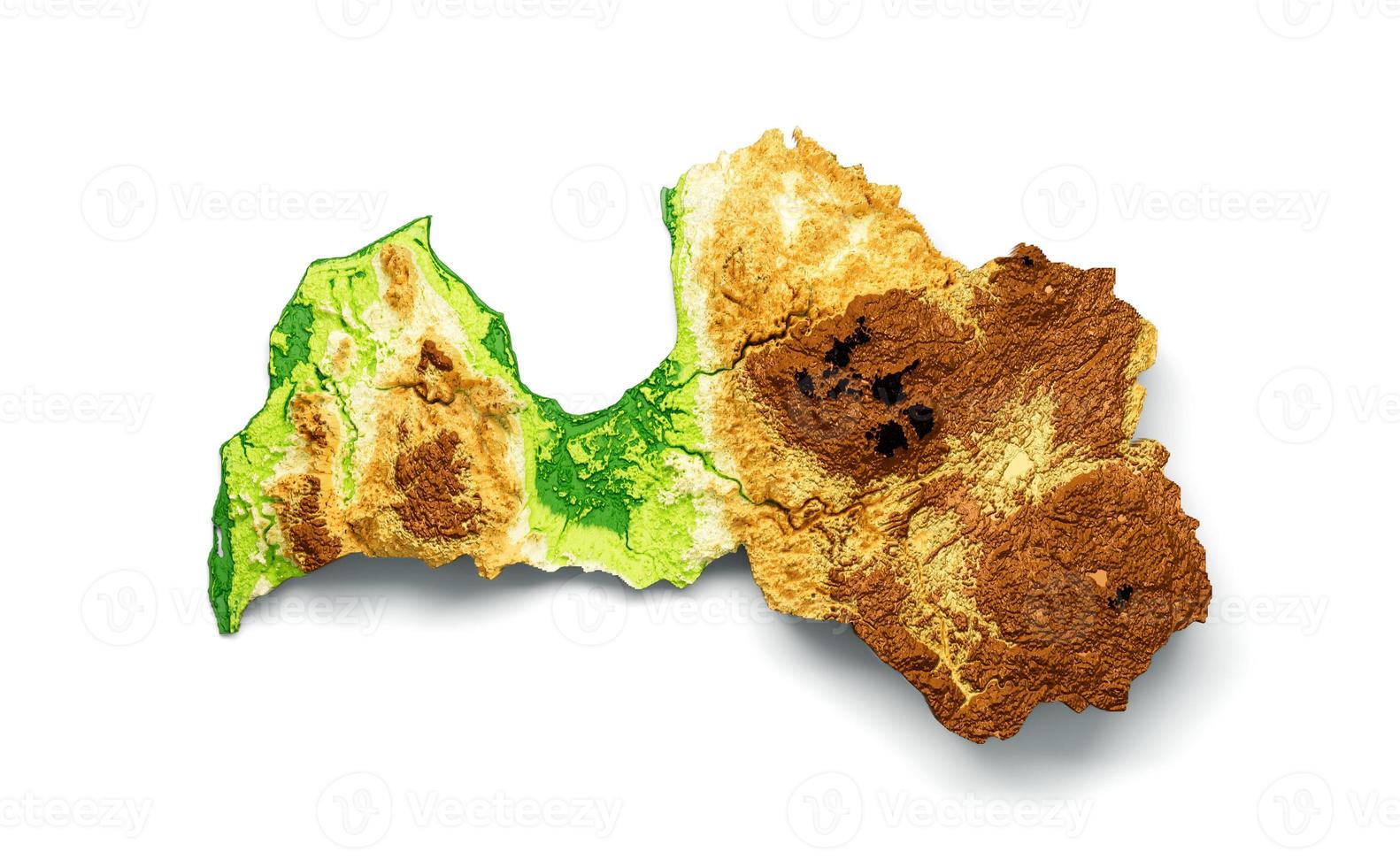 Latvia Map Shaded relief Color Height map on white Background 3d illustration photo