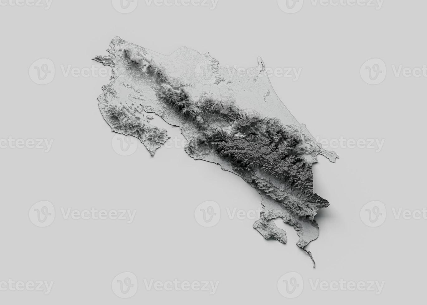 Costa Rica Map Costa Rica Flag Shaded relief Color Height map on white Background 3d illustration photo