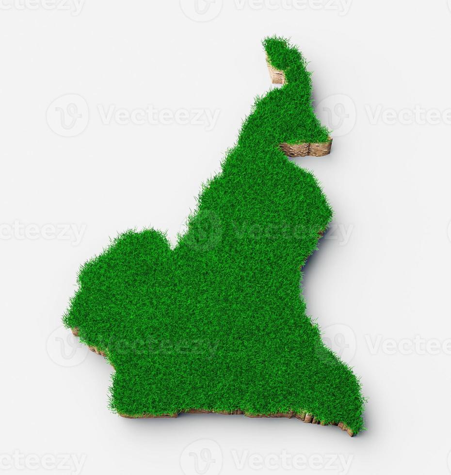 Cameroon map soil land geology cross section with green grass 3d illustration photo