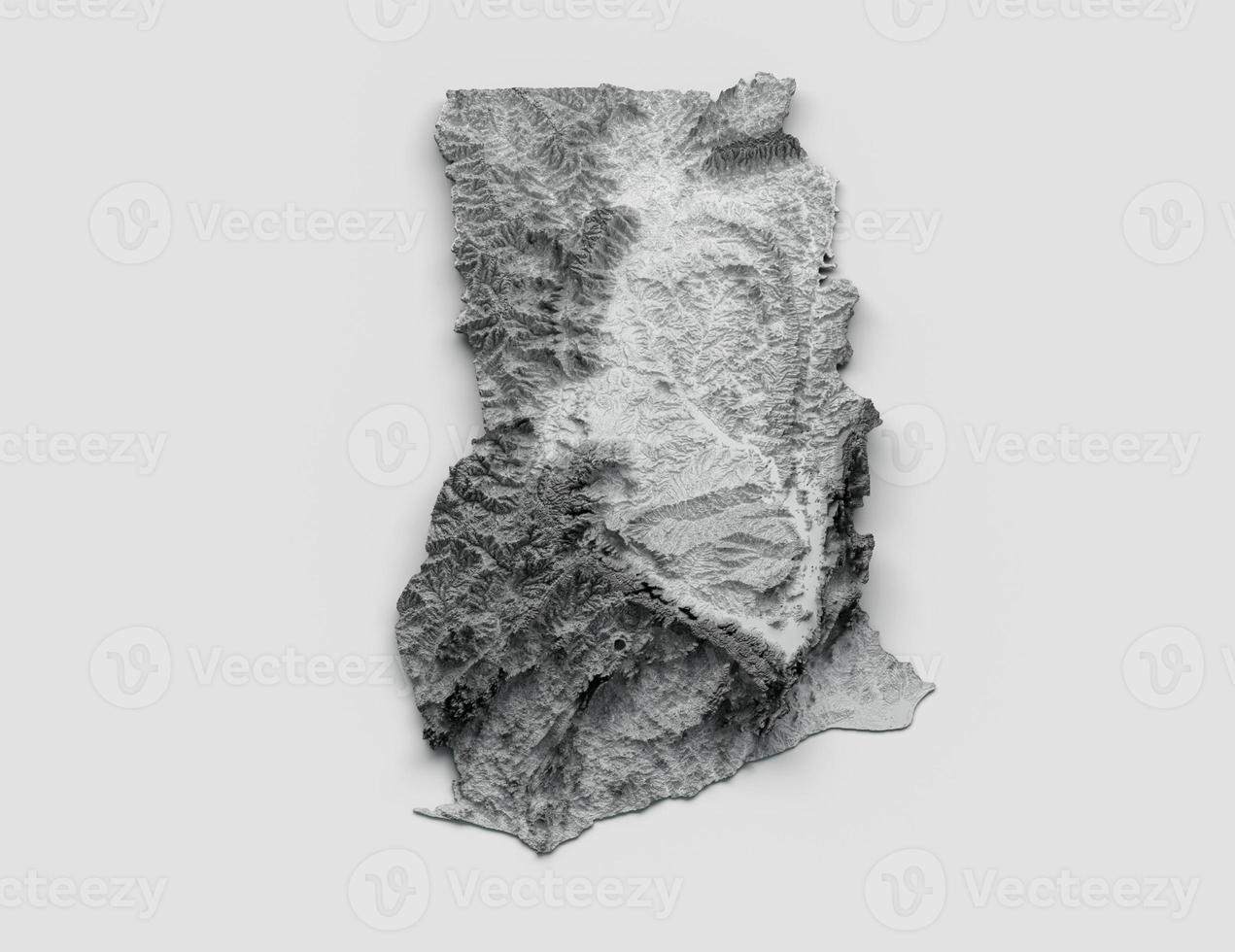 Ghana Map Flag Shaded relief Color Height map on white Background 3d illustration photo