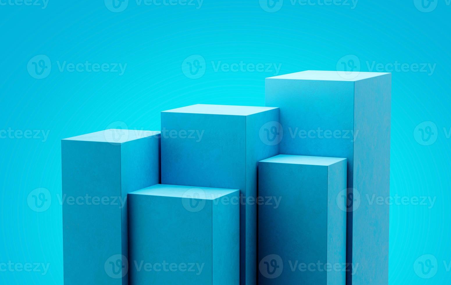 Modern light blue cube step pedestal podium with empty room background Pastel minimal scene studio 3d illustration photo