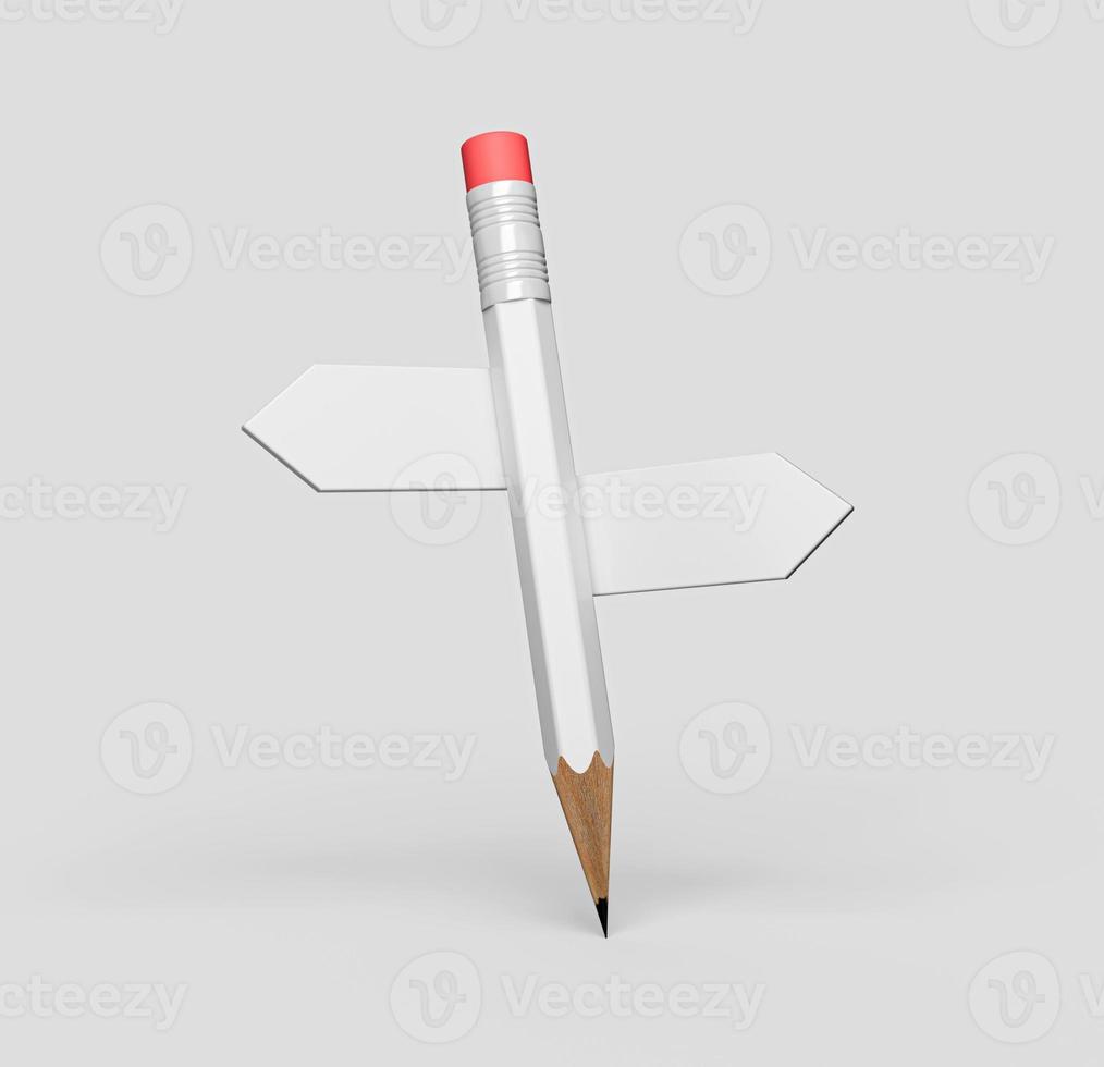 White Pencil - direction indicator - order and chaos. choosing right solution to problem back to school Concept 3d illustration photo