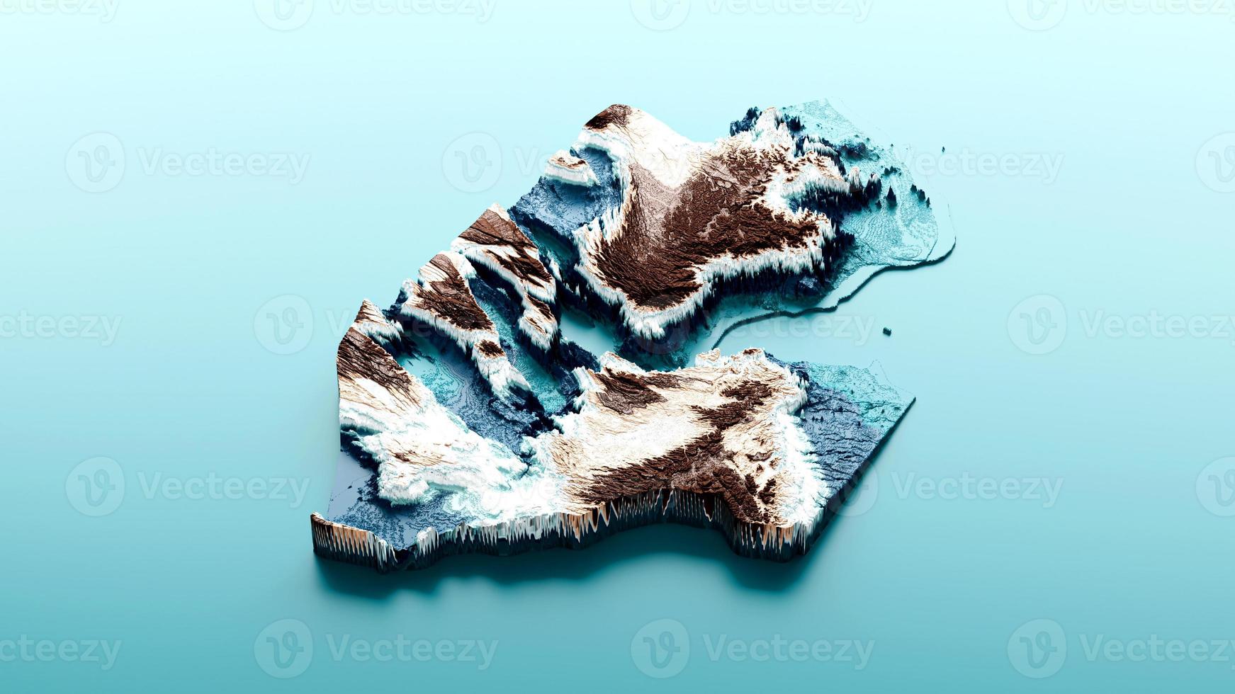 Topographic Djibouti Map Hypsometric Elevation tint Spectral Shaded relief map 3d illustration photo