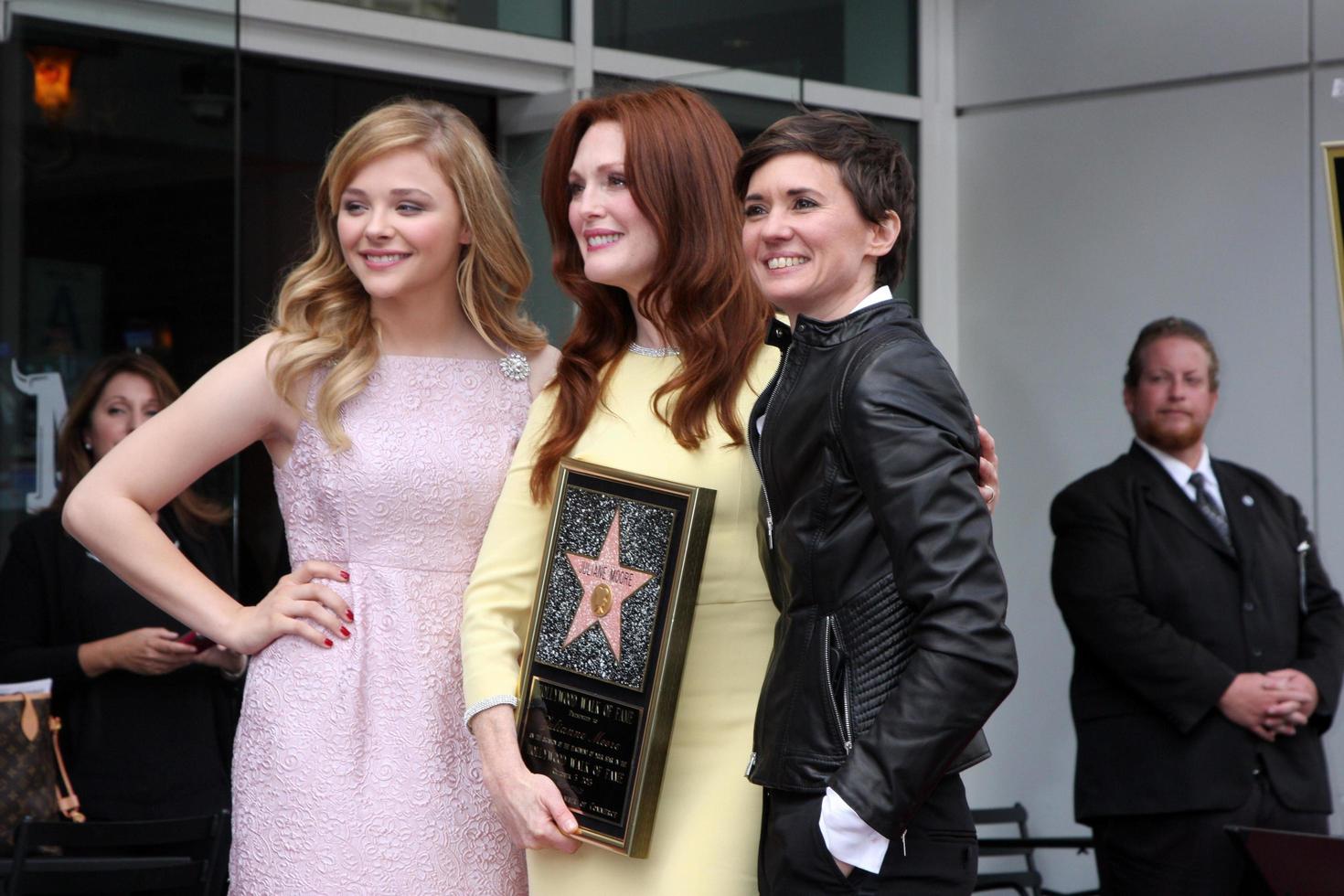 LOS ANGELES, OCT 3 - Chloe Grace Moretz, Julianne Moore, Kimberly Peirce at the Hollywood Walk of Fame Ceremony for Julianne Moore at W Hollywood Hotel on October 3, 2013 in Los Angeles, CA photo