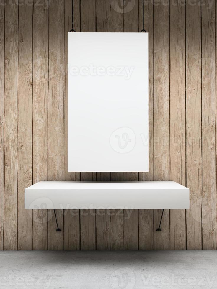 White card over shelve photo