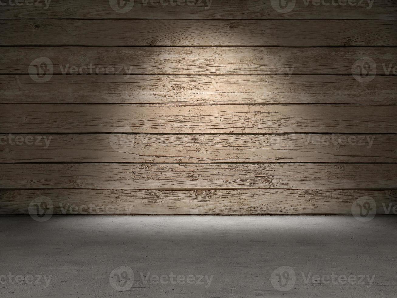 Wood wall concrete floor photo