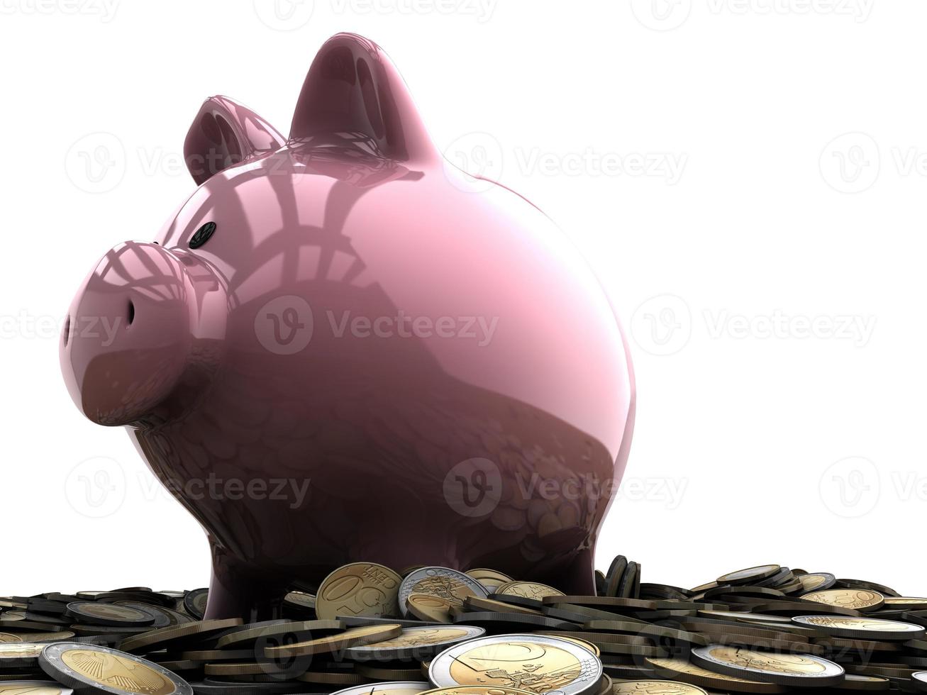 Piggy bank and coins photo