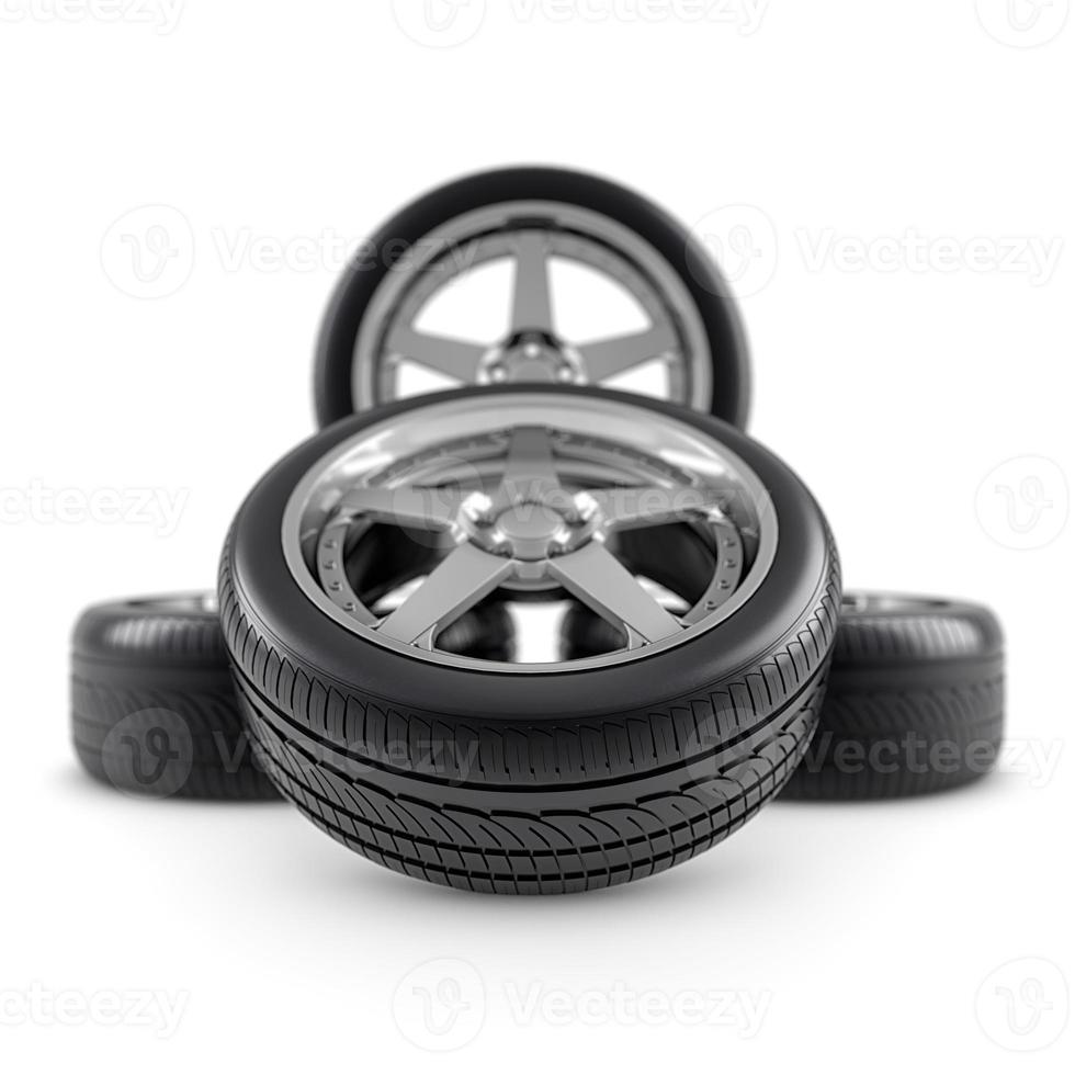 Wheels composition on white photo