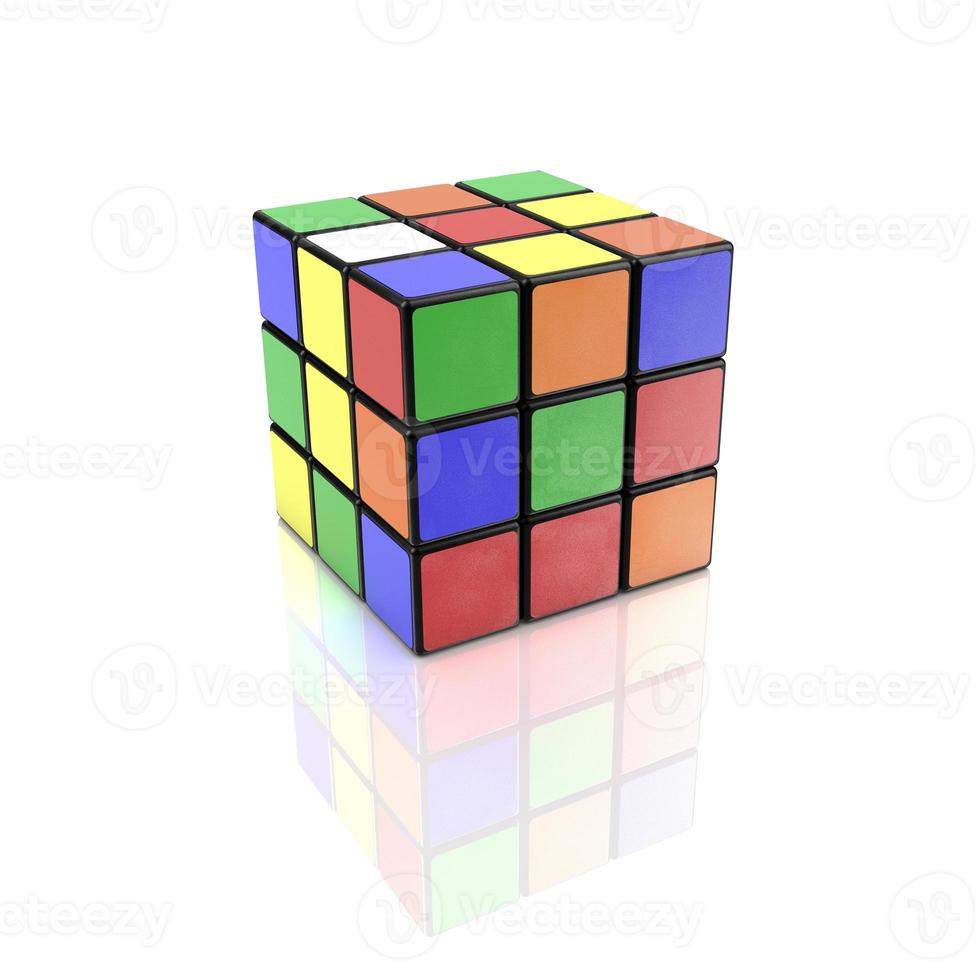 Rubik s cube on white photo