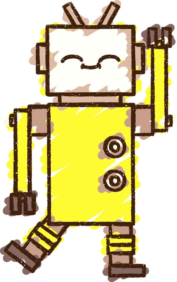 Dancing Robot Chalk Drawing vector