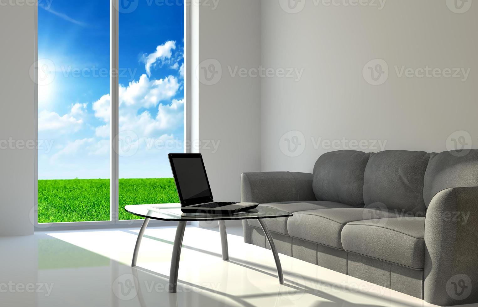 Notebook on a glass table photo