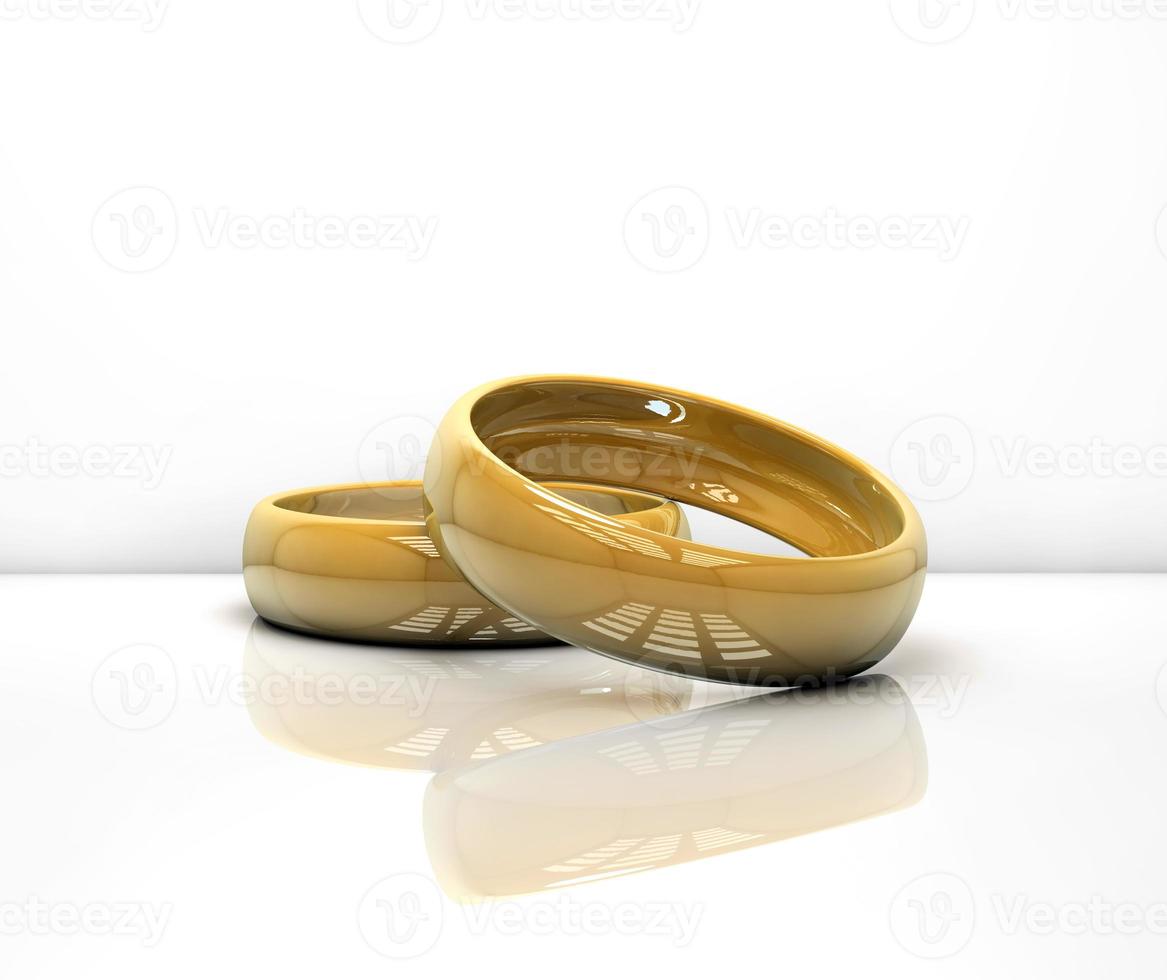 Wedding rings on white photo