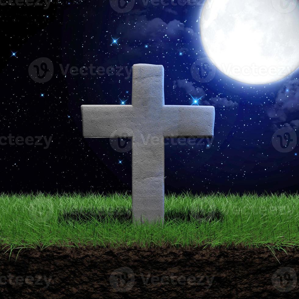 Tombstone at night photo