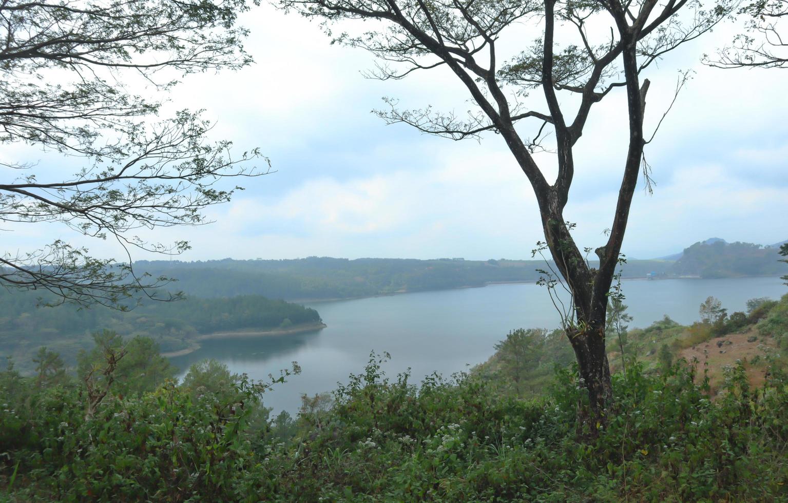 view of the artificial lake seen from above photo