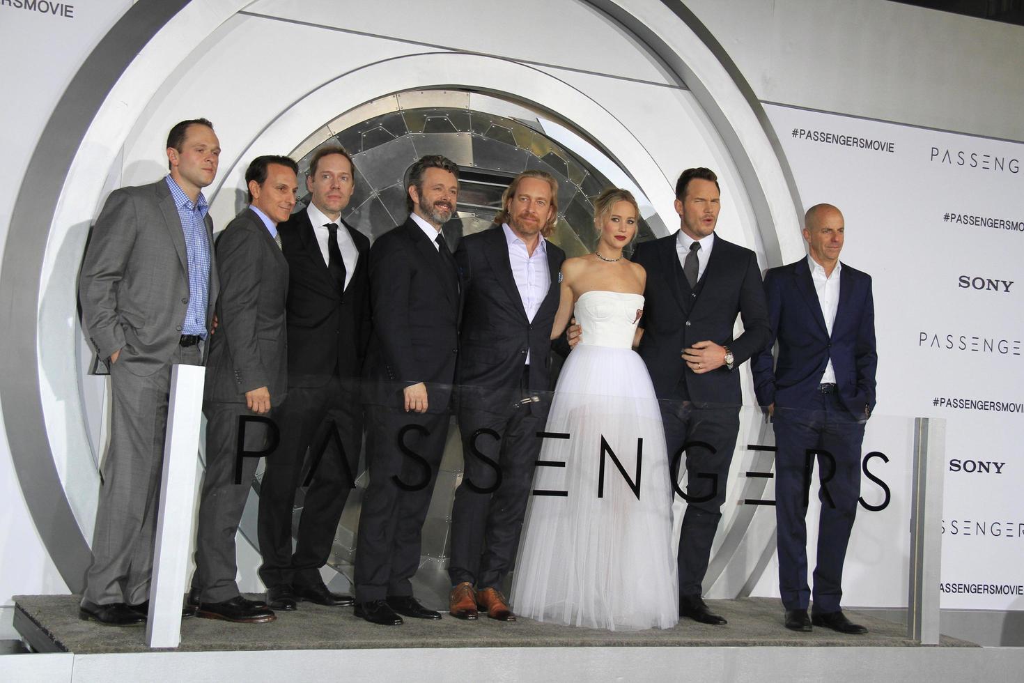 LOS ANGELES, DEC 14 - Executives, Michael Sheen, Morten Tyldum, Jennifer Lawrence, Chris Pratt, Executive at the Passengers Premiere at Village Theater on December 14, 2016 in Westwood, CA photo
