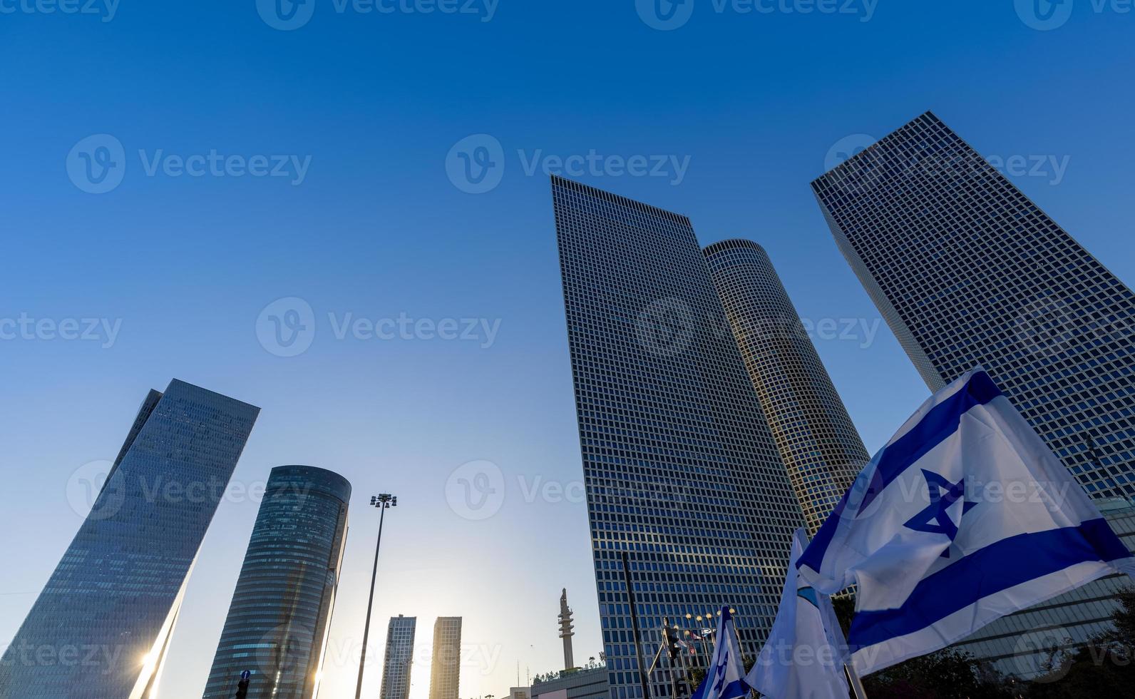 Israel, Tel Aviv financial business district skyline with shopping malls and high tech offices photo