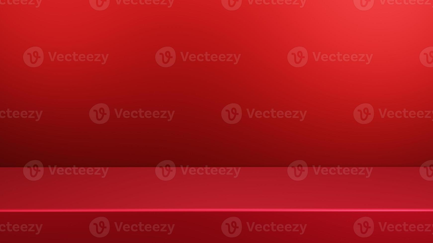 studio floor with geometric shapes Simulation background for product presentation, red 3D rendering background photo