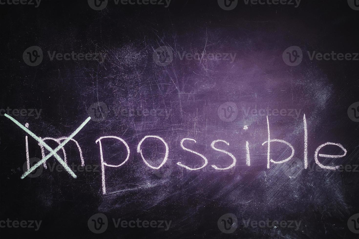 Chalkboard writing - concept of impossible or possible photo