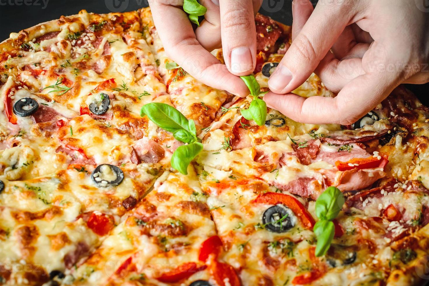Italian pizza close up photo