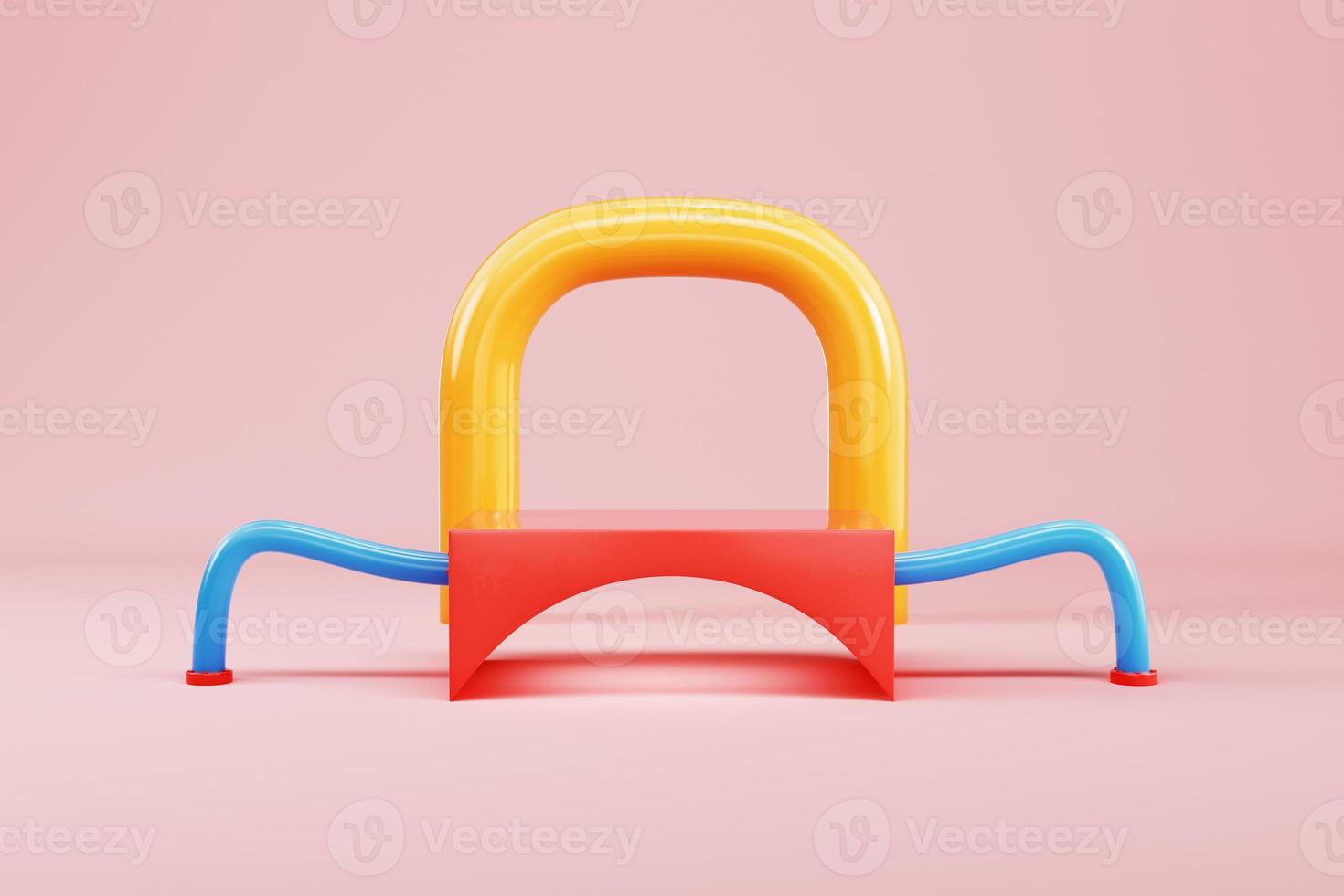Pink rectangle pedestal with arc on pastel color background for product display photo