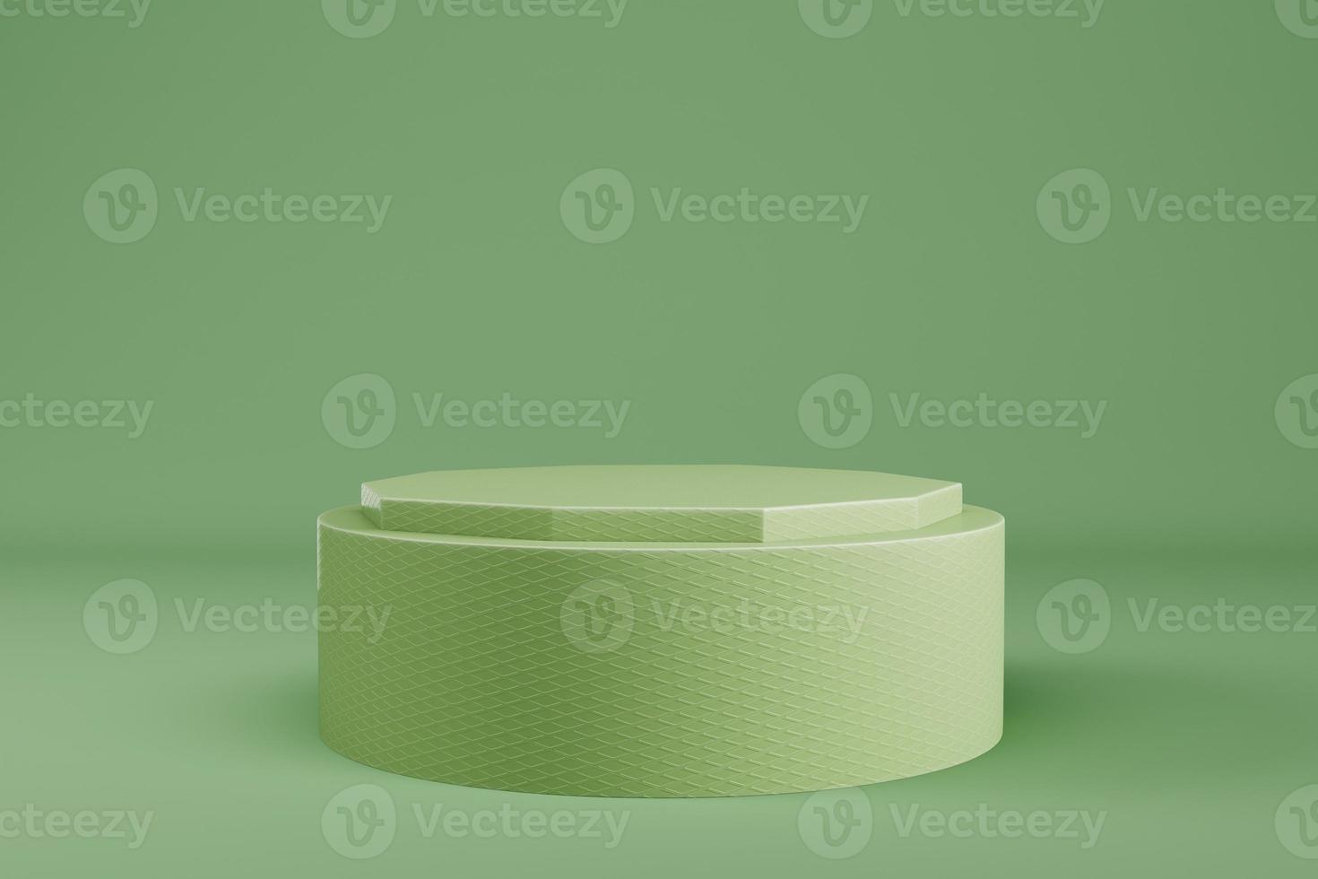 Abstract minimal background. Light green cylindrical pedestal for product display photo