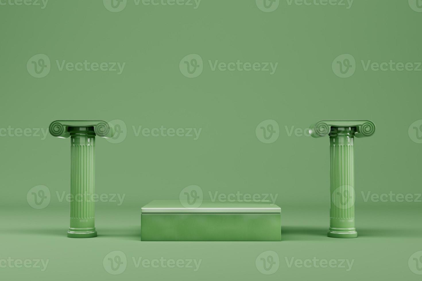 Abstract minimal background. Cylindrical platform with ancient pillars for product display photo