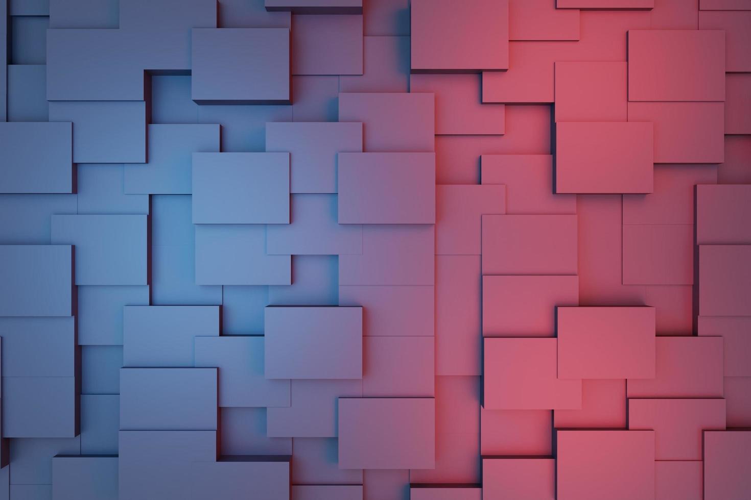 3d geometric abstract blocks red and blue light photo