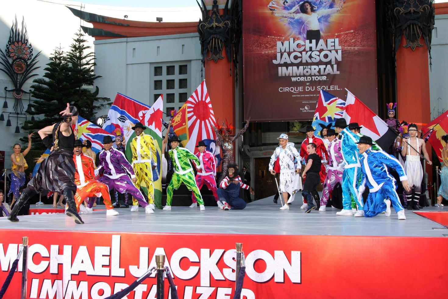 LOS ANGELES, JAN 26 - Cirque du Soleil Immortal Troupe perform at the Michael Jackson Immortalized Handprint and Footprint Ceremony at Graumans Chinese Theater on January 26, 2012 in Los Angeles, CA photo