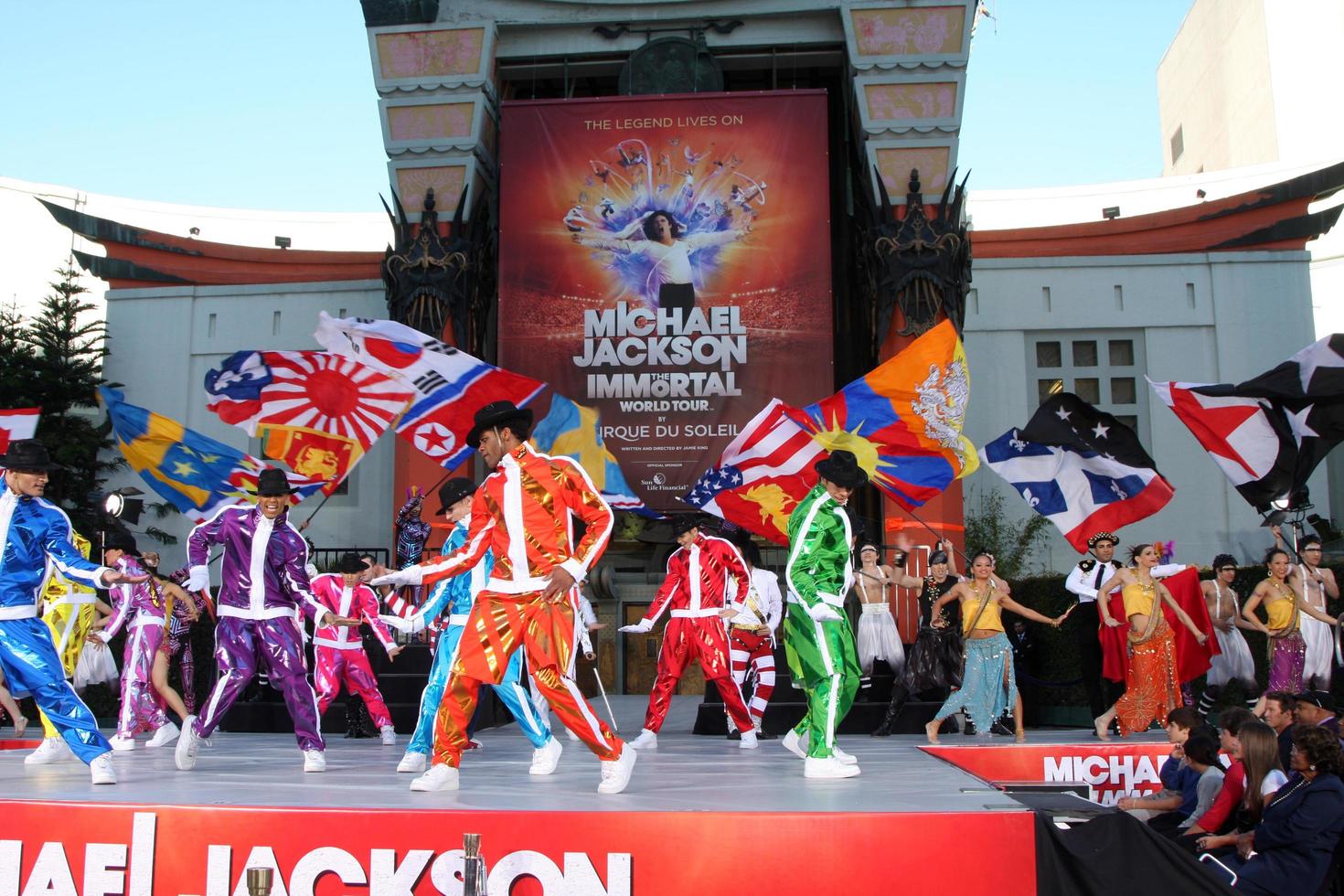 LOS ANGELES, JAN 26 - Cirque du Soleil Immortal Troupe perform at the Michael Jackson Immortalized Handprint and Footprint Ceremony at Graumans Chinese Theater on January 26, 2012 in Los Angeles, CA photo