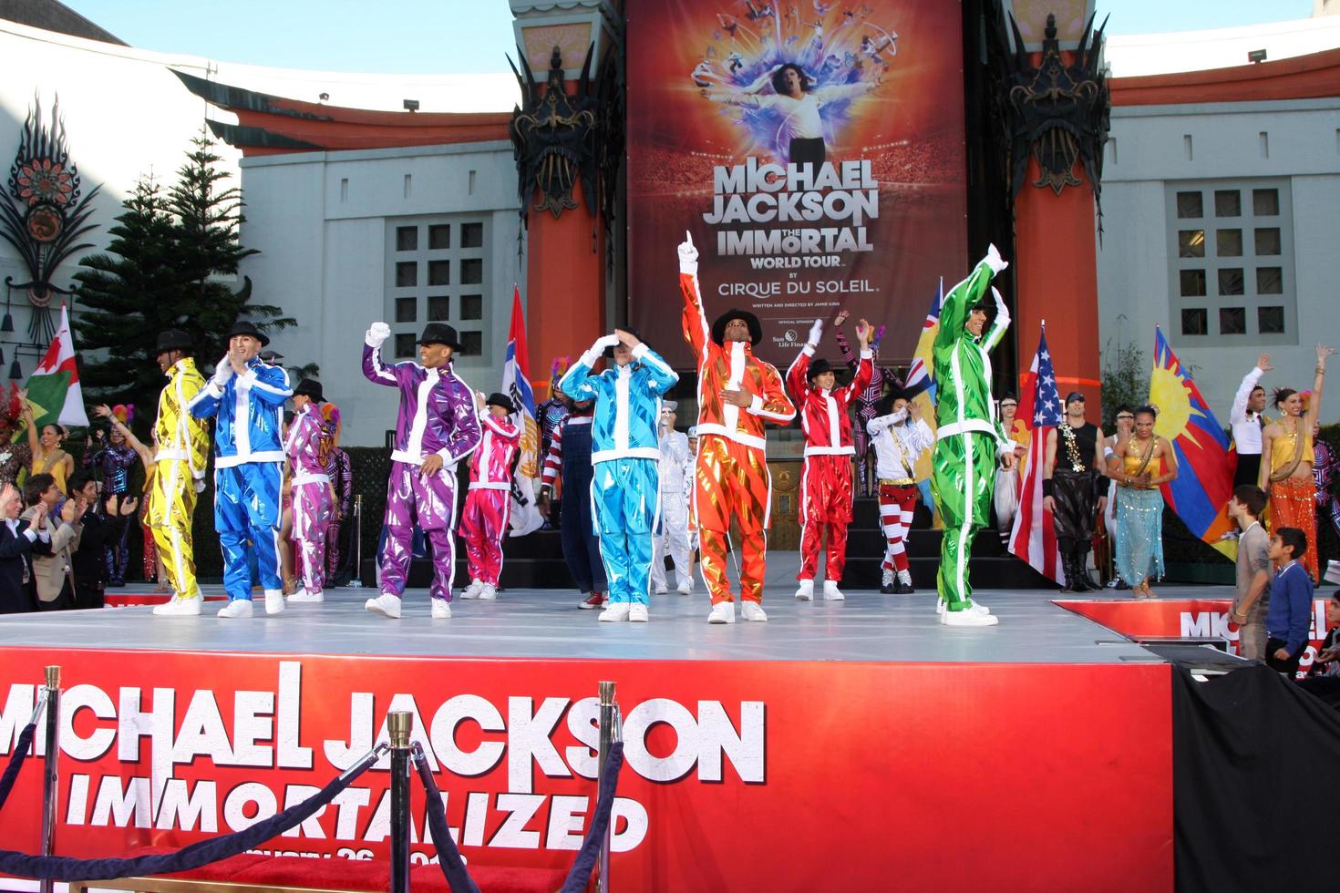 LOS ANGELES, JAN 26 - Cirque du Soleil Immortal Troupe perform at the Michael Jackson Immortalized Handprint and Footprint Ceremony at Graumans Chinese Theater on January 26, 2012 in Los Angeles, CA photo
