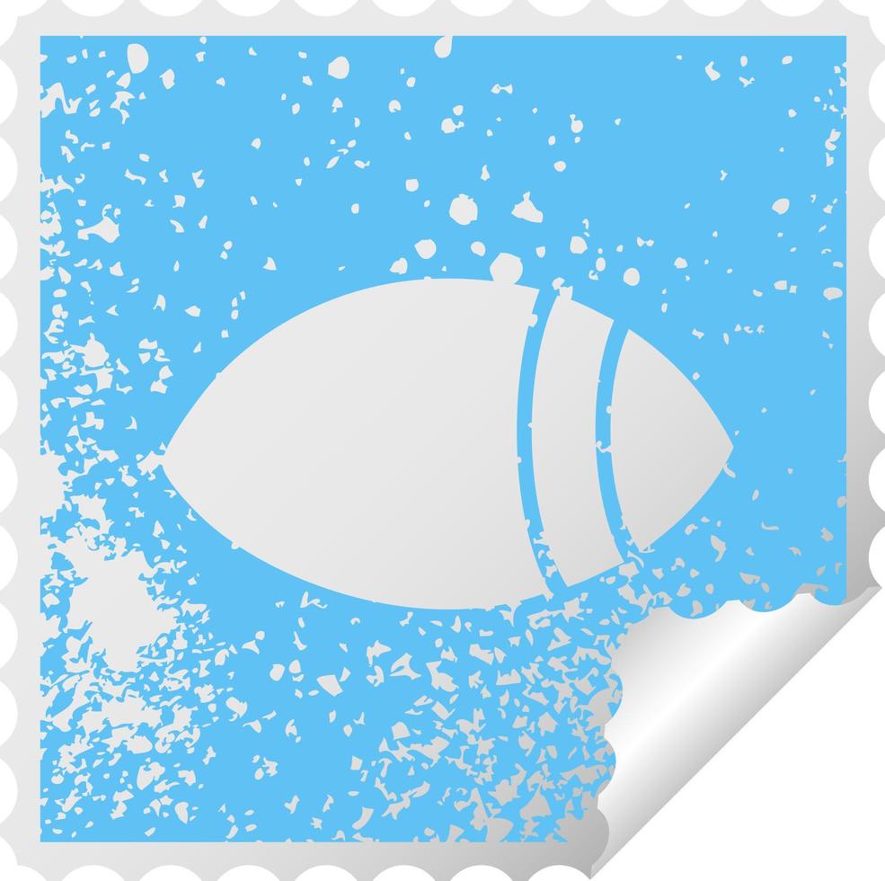 distressed square peeling sticker symbol eye looking to one side vector