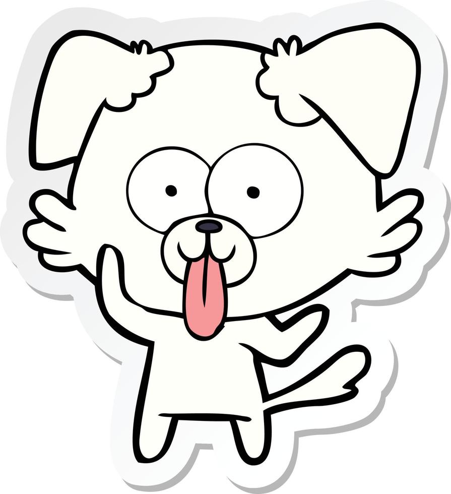 sticker of a cartoon dog with tongue sticking out vector