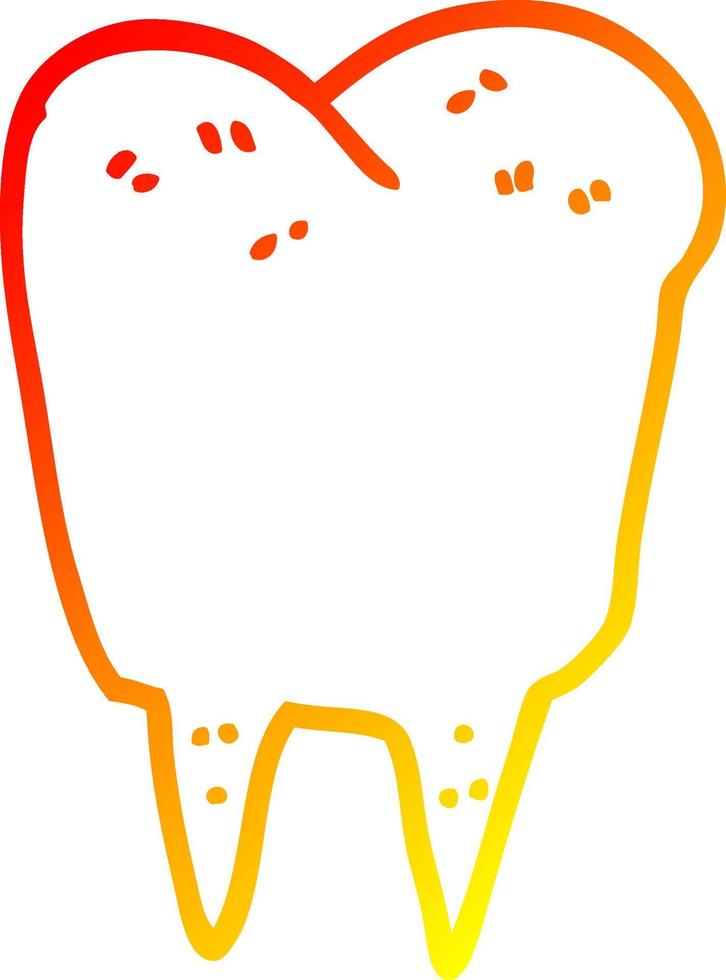 warm gradient line drawing cartoon tooth vector