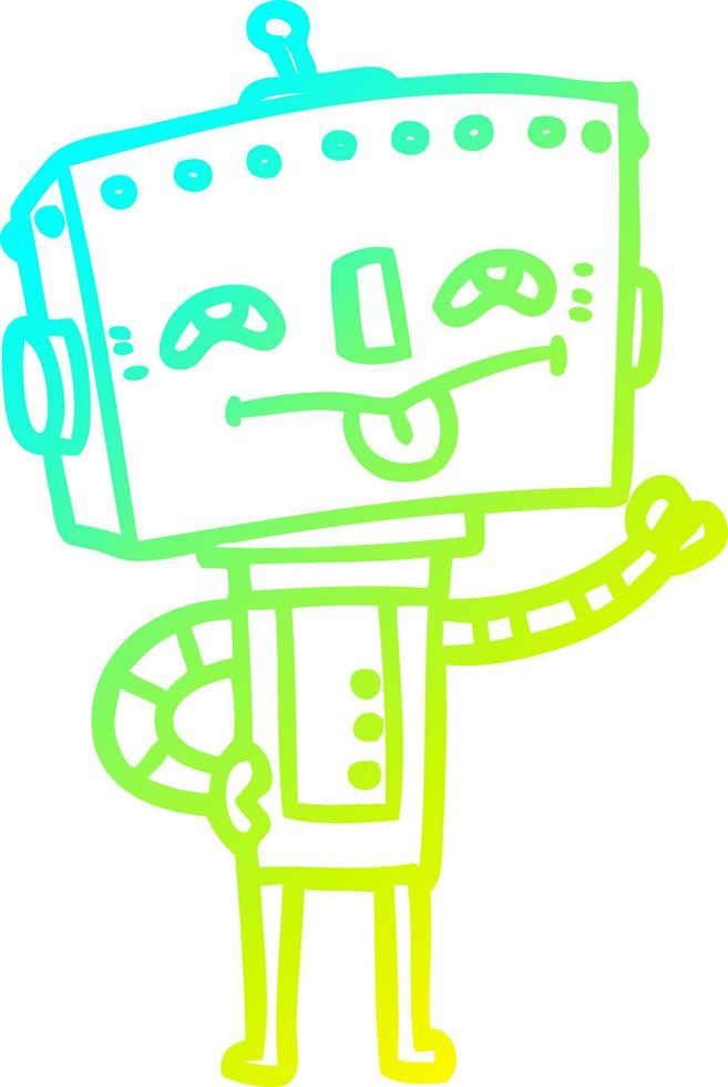 cold gradient line drawing cartoon robot vector