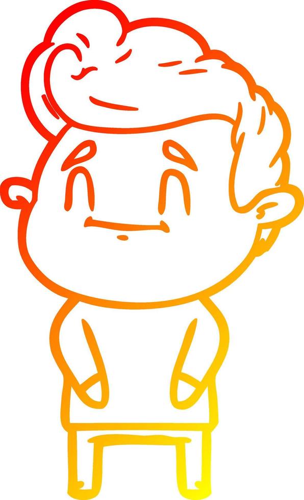 warm gradient line drawing happy cartoon man vector