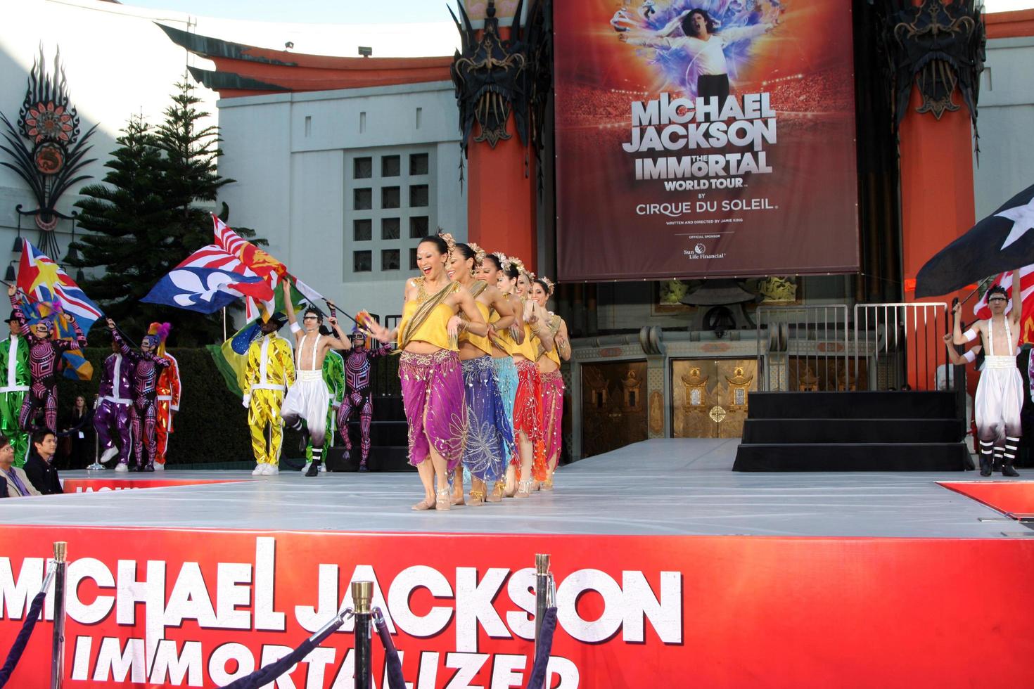 LOS ANGELES, JAN 26 - Cirque du Soleil Immortal Troupe perform at the Michael Jackson Immortalized Handprint and Footprint Ceremony at Graumans Chinese Theater on January 26, 2012 in Los Angeles, CA photo