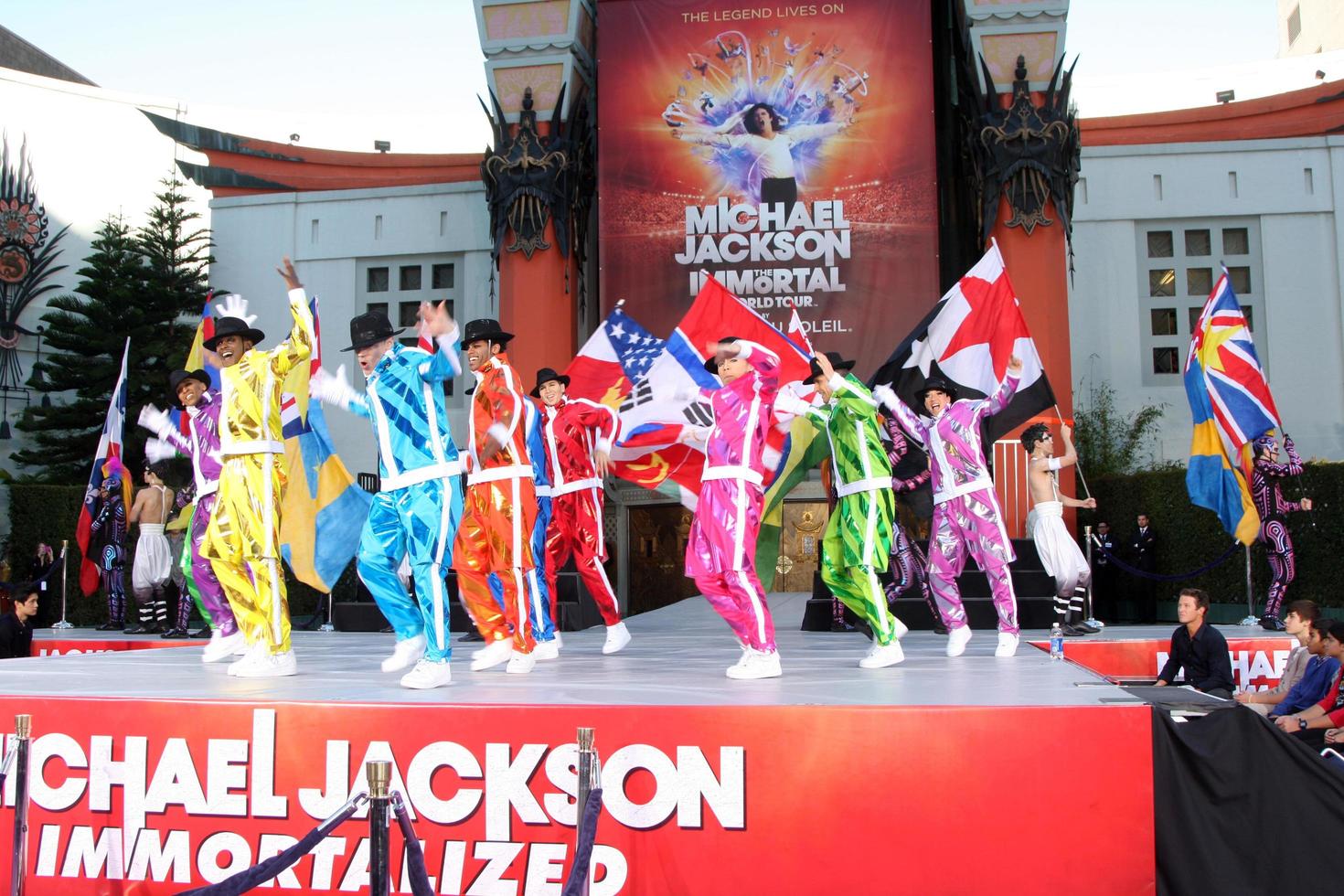 LOS ANGELES, JAN 26 - Cirque du Soleil Immortal Troupe perform at the Michael Jackson Immortalized Handprint and Footprint Ceremony at Graumans Chinese Theater on January 26, 2012 in Los Angeles, CA photo