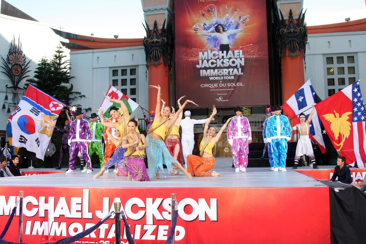 LOS ANGELES, JAN 26 - Cirque du Soleil Immortal Troupe perform at the Michael Jackson Immortalized Handprint and Footprint Ceremony at Graumans Chinese Theater on January 26, 2012 in Los Angeles, CA photo