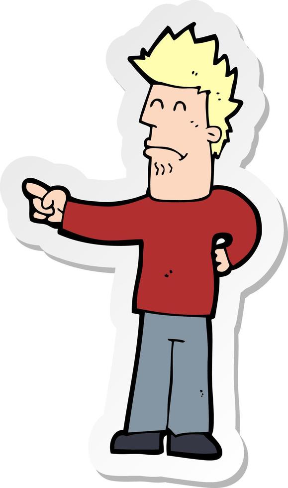 sticker of a cartoon man pointing vector