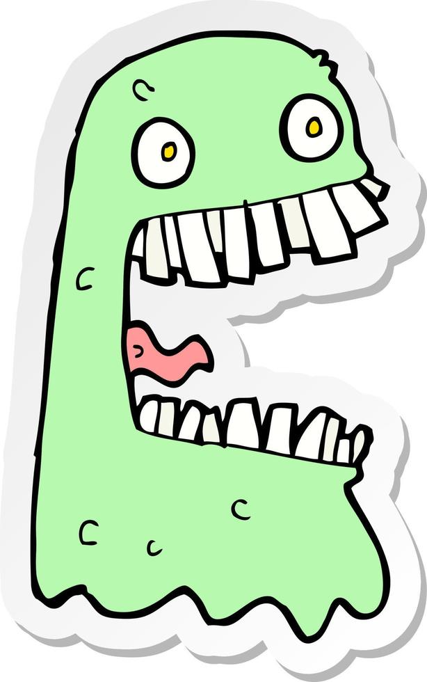 sticker of a cartoon gross ghost vector