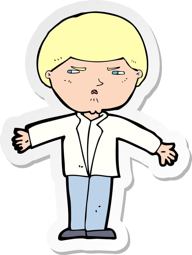 sticker of a cartoon annoyed man vector