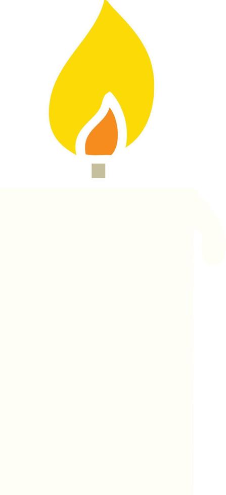 flat color retro cartoon lit candle vector