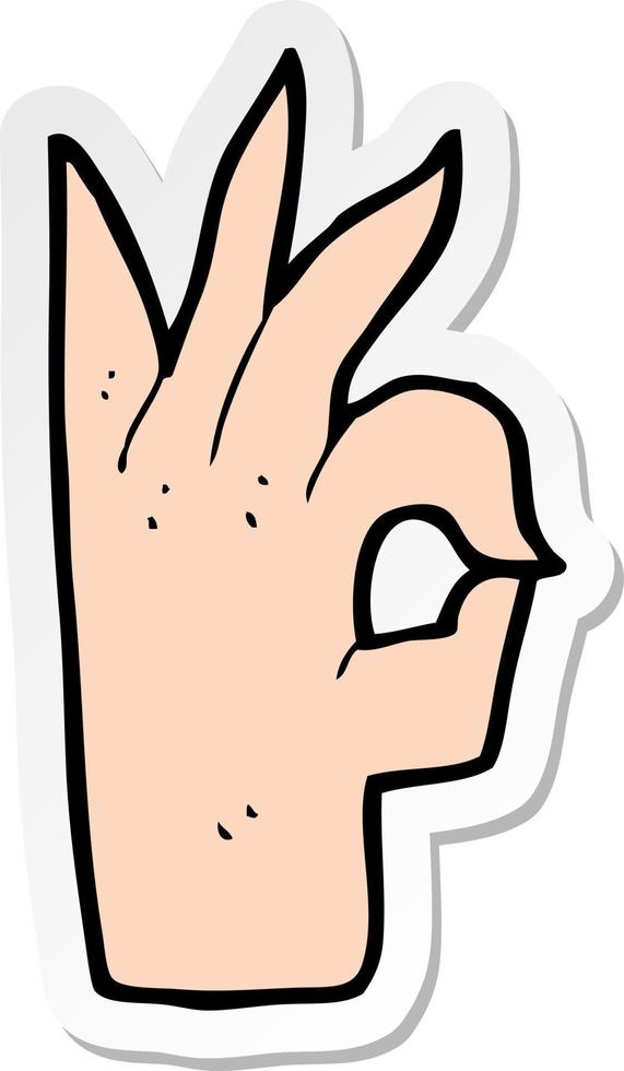 sticker of a cartoon okay hand gesture vector